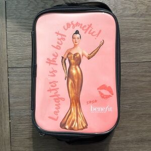 Rare!Benefit Cosmetics Makeup Bag Train Case Bag Laughter is The Best  Cosmetic